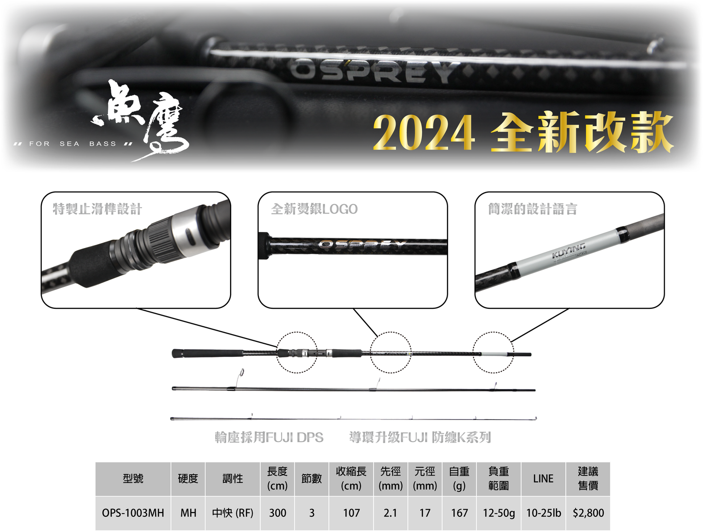 酷影魚鷹OPS-1003MH海鱸竿